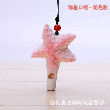 Wholesale Starfish Ceramic Whistle Necklace