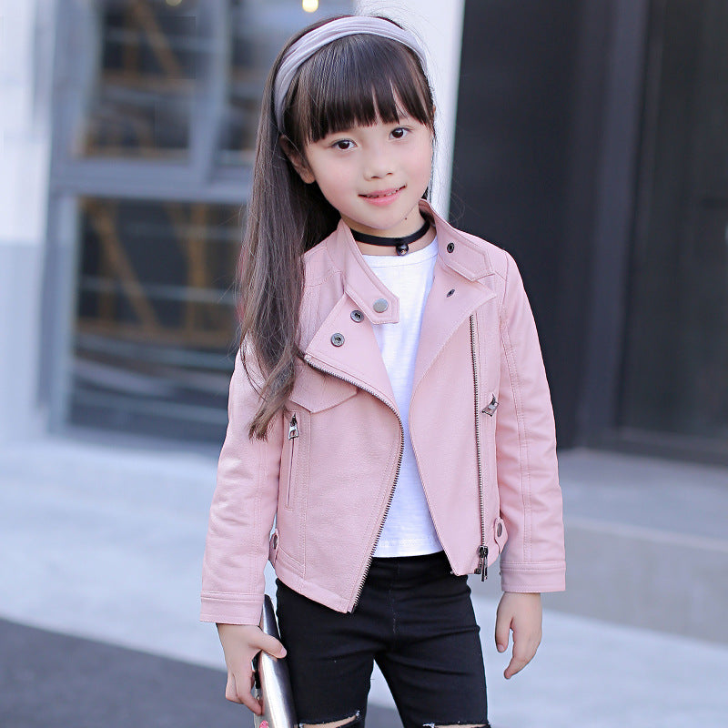 Wholesale Medium and Big Kids PU Cropped Kids Leather Jackets