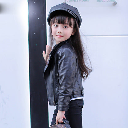 Wholesale Medium and Big Kids PU Cropped Kids Leather Jackets