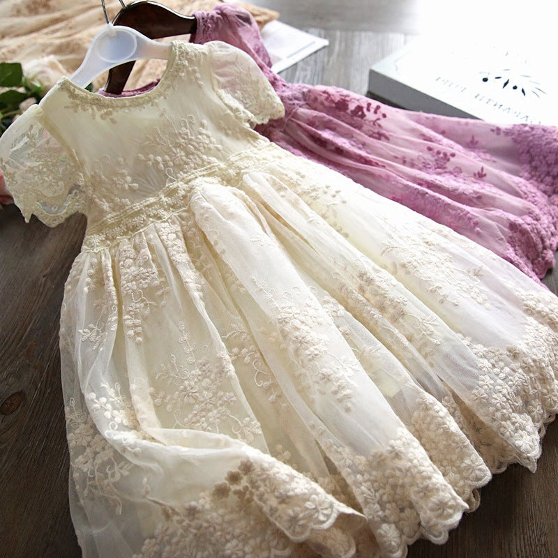 Wholesale Kids Sleeveless Lace Cotton Dress Baby Clothes