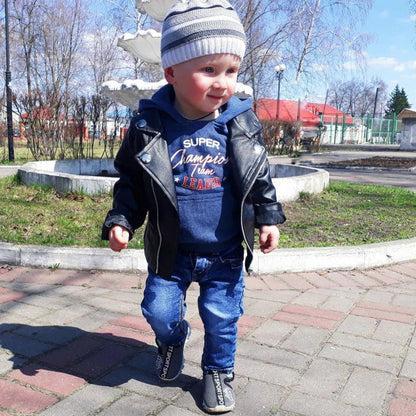 Wholesale Pouch Leather Jacket Jacket for Small Children with Lapels