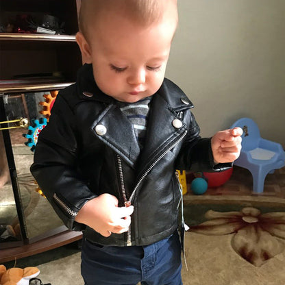 Wholesale Pouch Leather Jacket Jacket for Small Children with Lapels