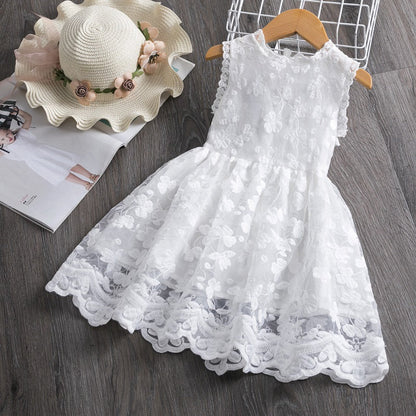 Wholesale Polyester Kids Butterfly Embroidery Sleeveless Princess Dress