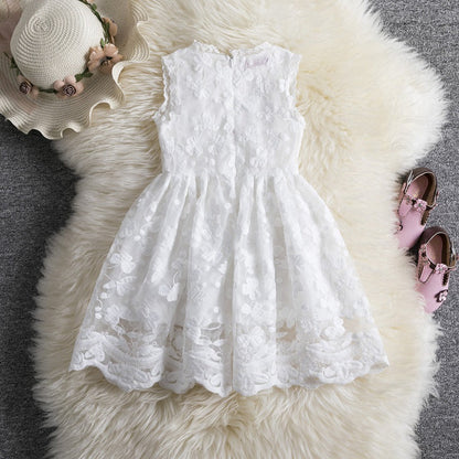 Wholesale Polyester Kids Butterfly Embroidery Sleeveless Princess Dress