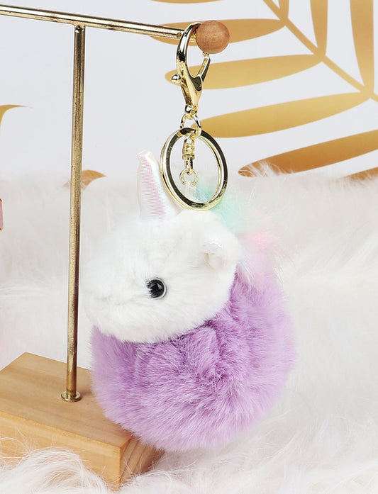 4pcs/pack Aromatherapy Fur Ball Unicorn Keychain