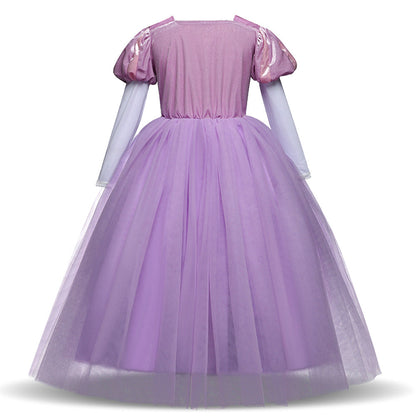 Wholesale of Children's Cinderella Blue Mesh Polyester Dresses