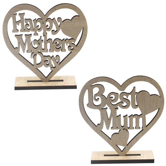 Wooden Mother's Day Heart-shaped Hollow Letter Ornaments