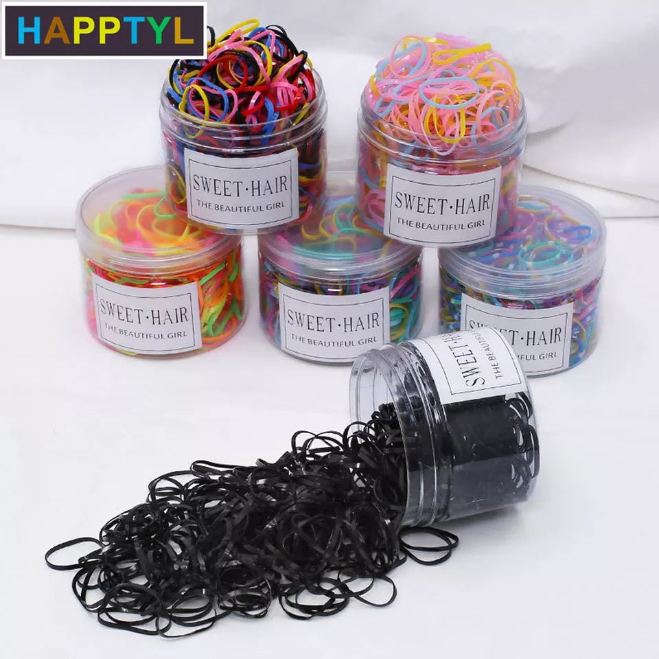 500pcs Per Cup Candy Color Elastic Hair Rings