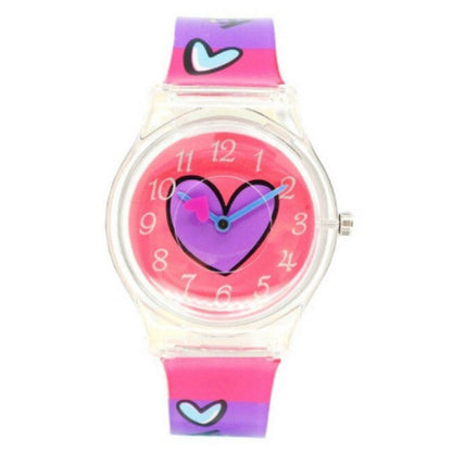 Analog Girl's Watch With Purple Heart Dial