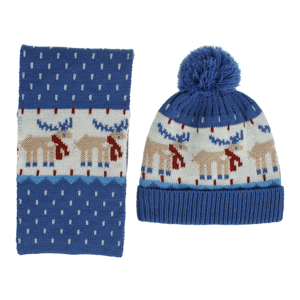 Wholesale Winter Warm Cartoon Jacquard Children's Hat Scarf Set