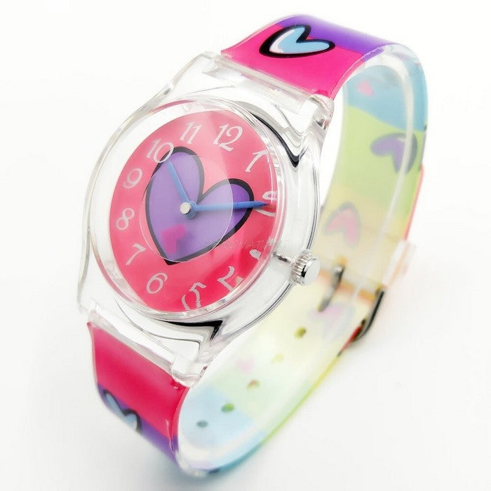 Analog Girl's Watch With Purple Heart Dial