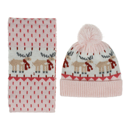 Wholesale Winter Warm Cartoon Jacquard Children's Hat Scarf Set