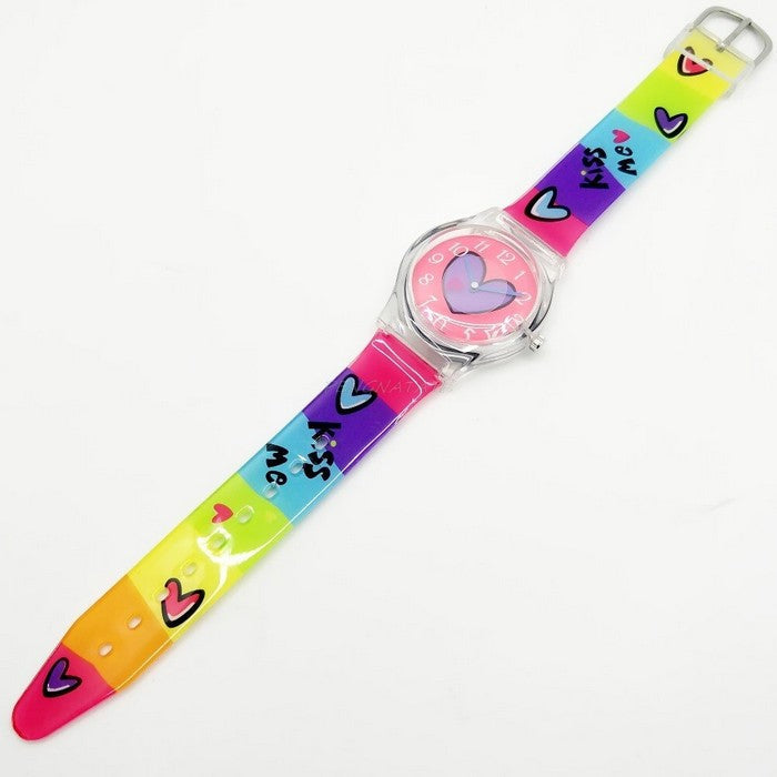 Analog Girl's Watch With Purple Heart Dial