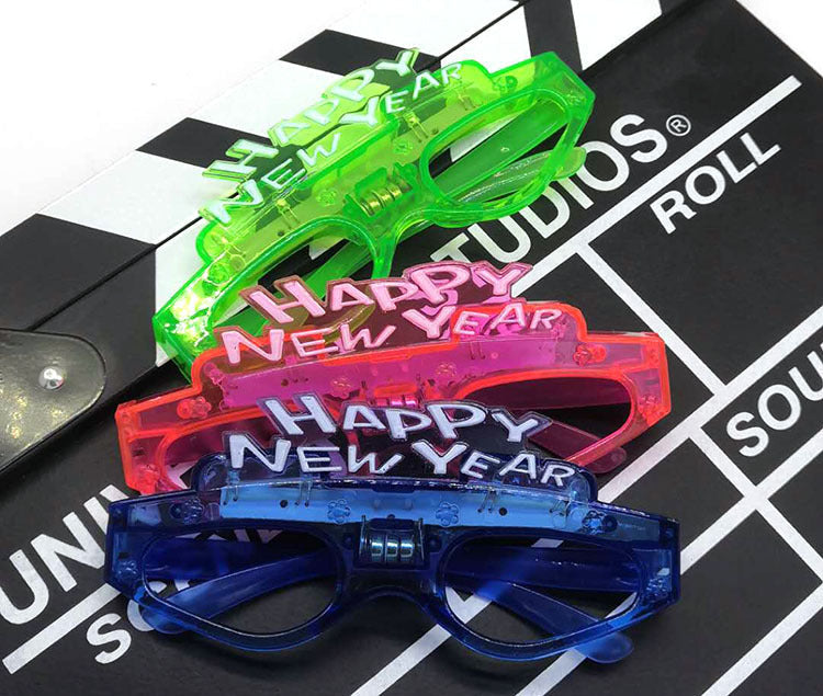 5 Pieces Happy New Year LED Luminous Glasses Toys