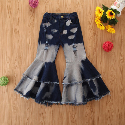 Wholesale Polyester Ripped Bell Bottoms for Kids