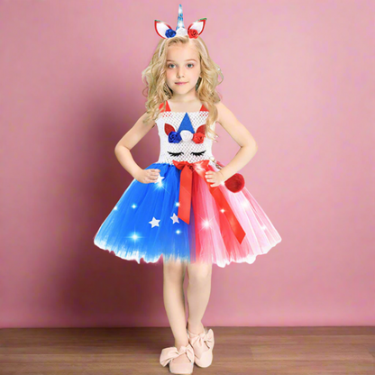 American Flag Style Girls Unicorn Tutu Dress