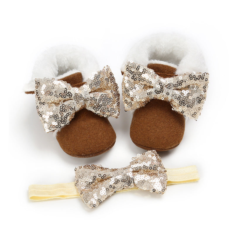 2 Pieces Baby Girls Bow Shoes And Accessories Headwear Wholesale 88687553