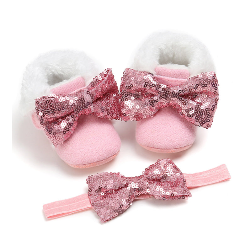 2 Pieces Baby Girls Bow Shoes And Accessories Headwear Wholesale 88687553