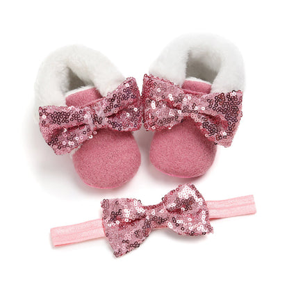 2 Pieces Baby Girls Bow Shoes And Accessories Headwear Wholesale 88687553