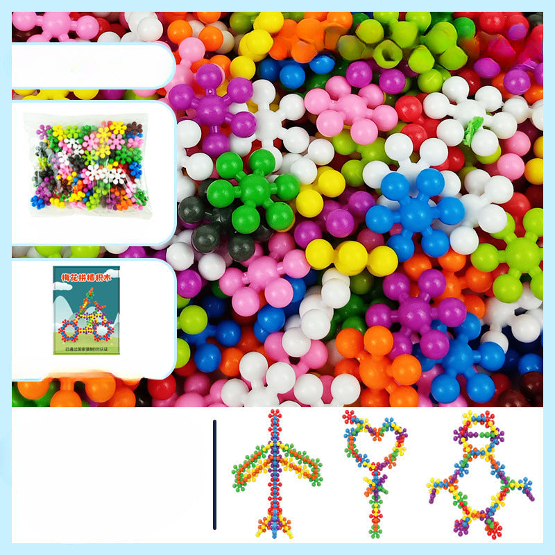 Wholesale of Children's 3D Three-dimensional Rotating Plastic Plum Blossom Building Blocks