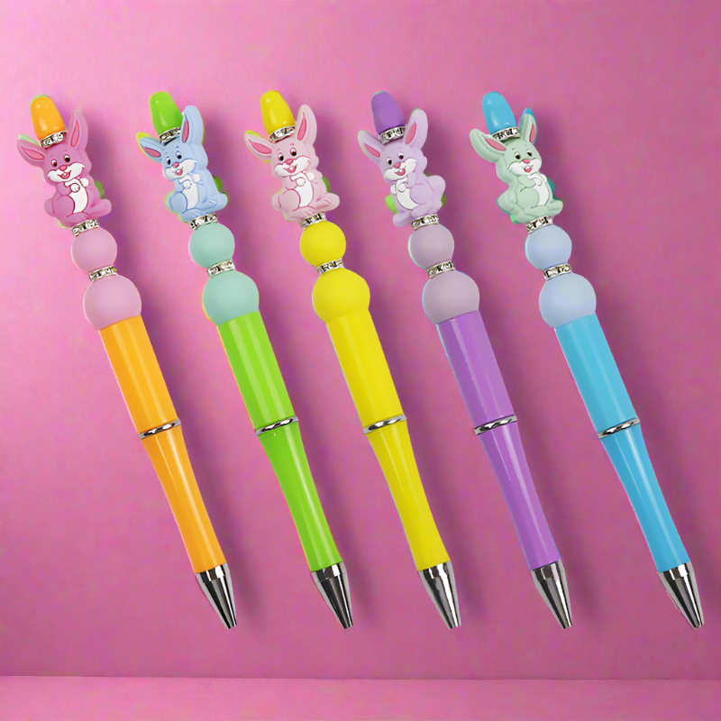 10PCS DIY Handmade Cartoon Rabbit Silicone Bead Pen