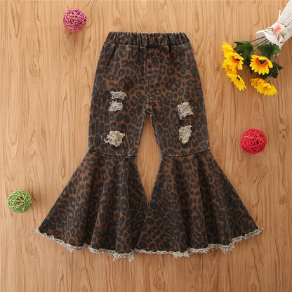 Wholesale Polyester Ripped Bell Bottoms for Kids