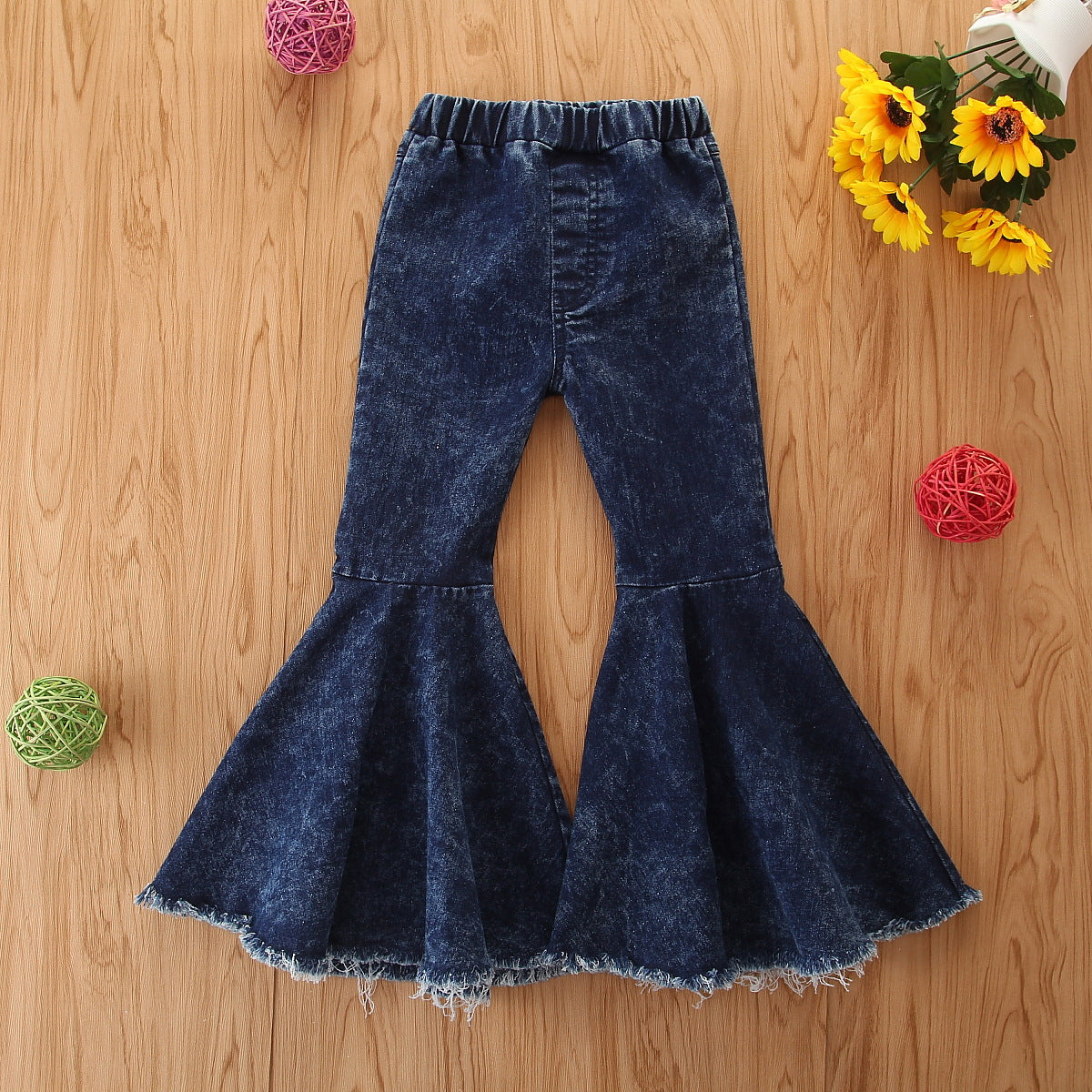 Wholesale Polyester Ripped Bell Bottoms for Kids