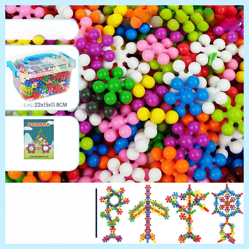 Wholesale of Children's 3D Three-dimensional Rotating Plastic Plum Blossom Building Blocks