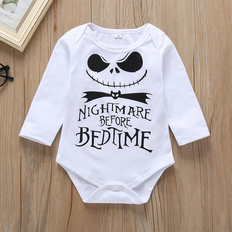 3 Pieces Set Baby Unisex Halloween Letters Print Rompers