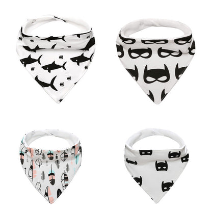 4-Pack Baby Girls Boys Animals Cartoon Print Baby Bibs