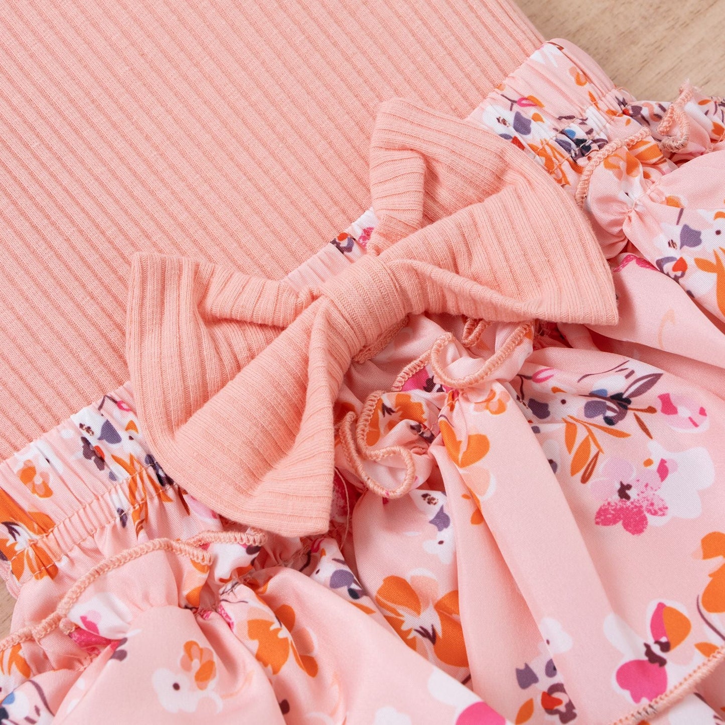 3 Pieces Set Baby Girls Solid Color Print Tank Tops Flower Skirts And Bow Headwear Wholesale 220315176