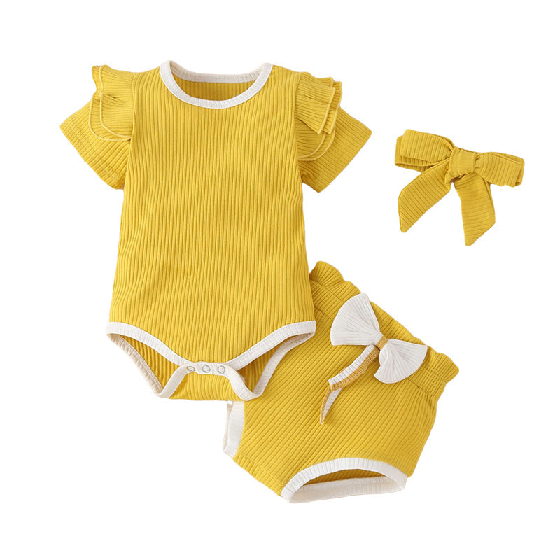 3 Pieces Set Baby Kid Girls And Underwears And Bow Headwear