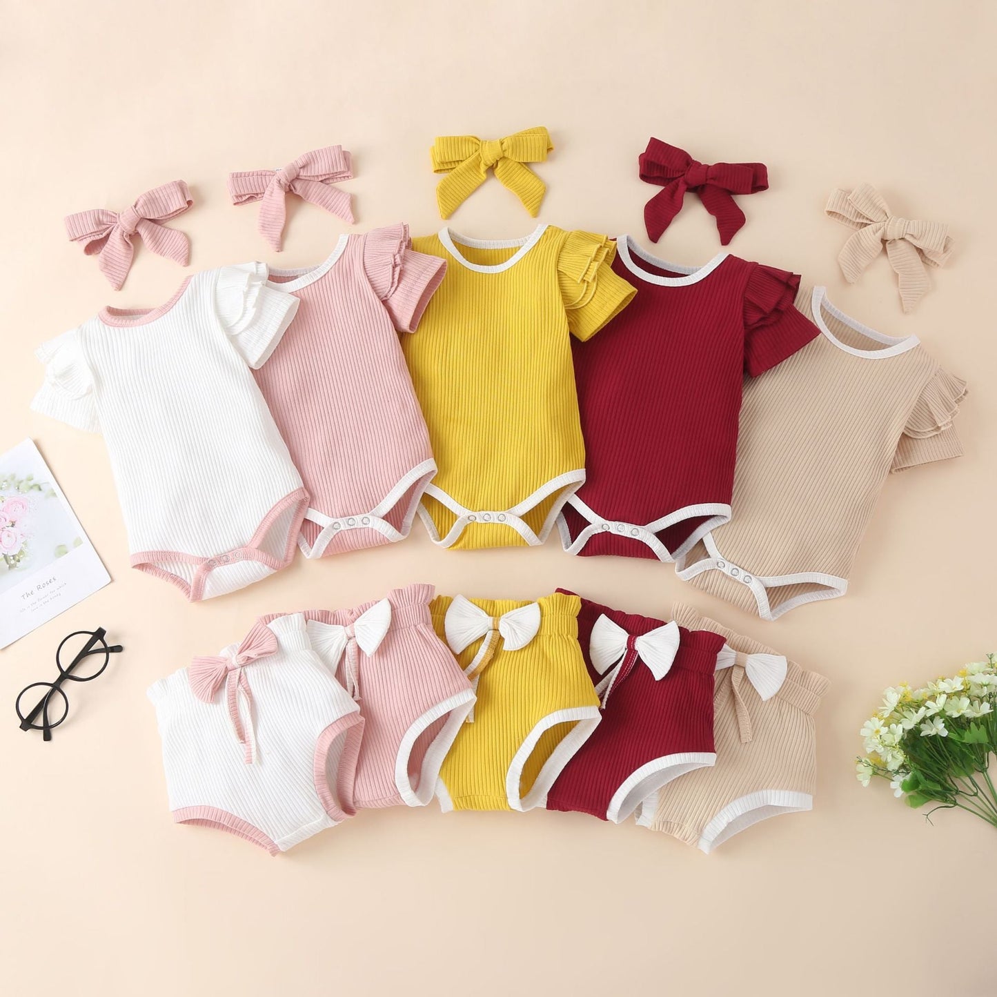 3 Pieces Set Baby Kid Girls And Underwears And Bow Headwear