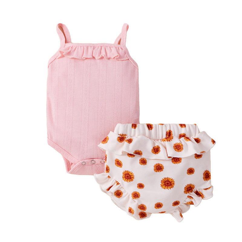 3 Pieces Set Baby Girls Shorts And Bow Headwear