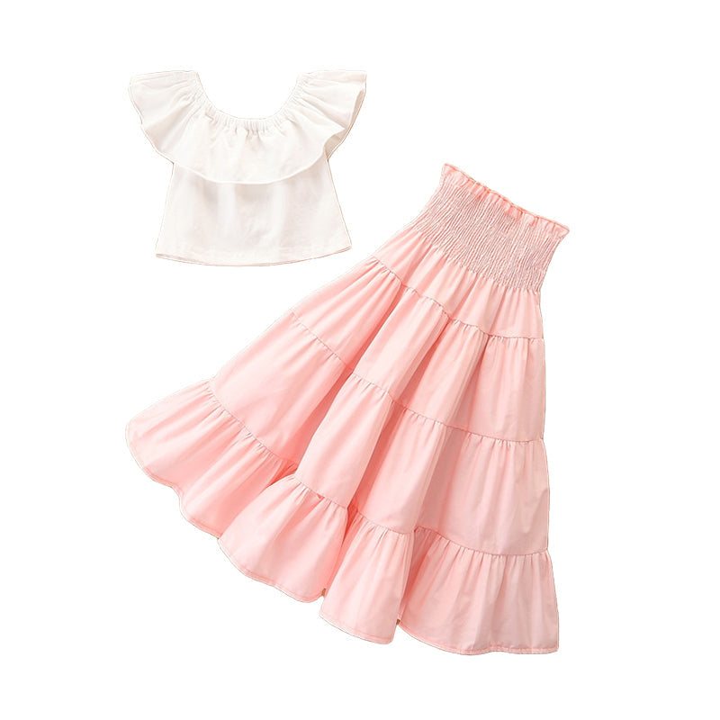 3 Pieces Set Baby Kid Girls Tops And Skirts And Bow Headwear