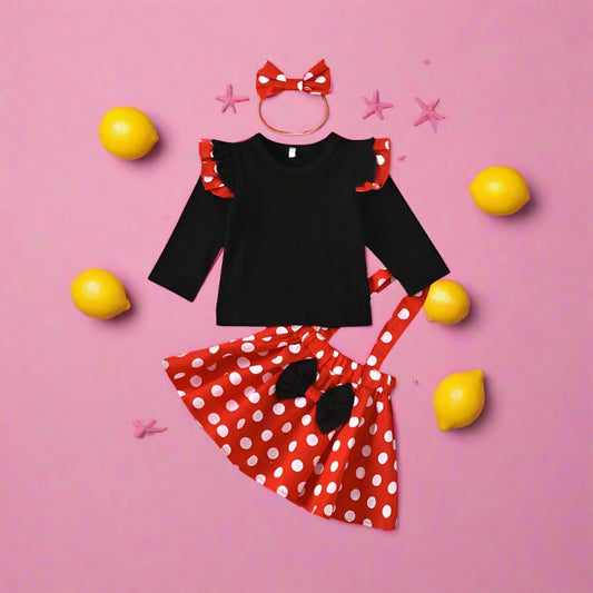 3 Pieces Set Baby Kid Girls Tops Dresses And Bow Headwear