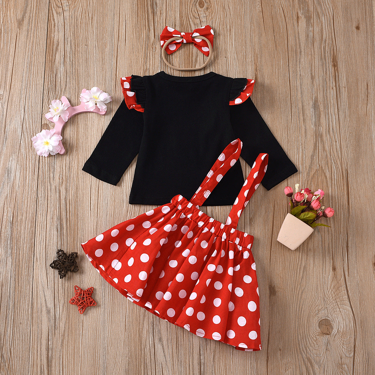 3 Pieces Set Baby Kid Girls Tops Dresses And Bow Headwear