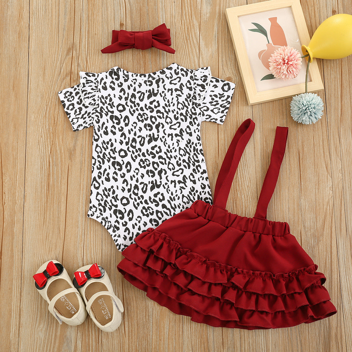 3 Pieces Set Baby Girls And Skirts And Bow Headwear