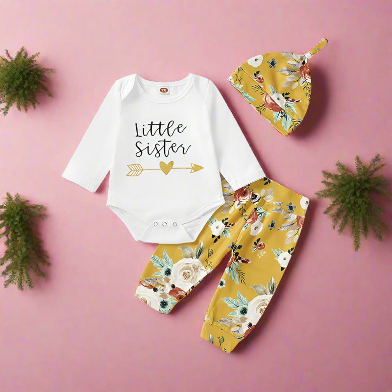 3 Pieces Set Baby Girls Letters Pants And Headwear