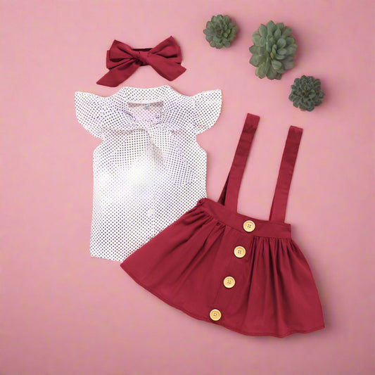 3 Pieces Set Baby Kid Girls Tops Dresses And Bow Headwear