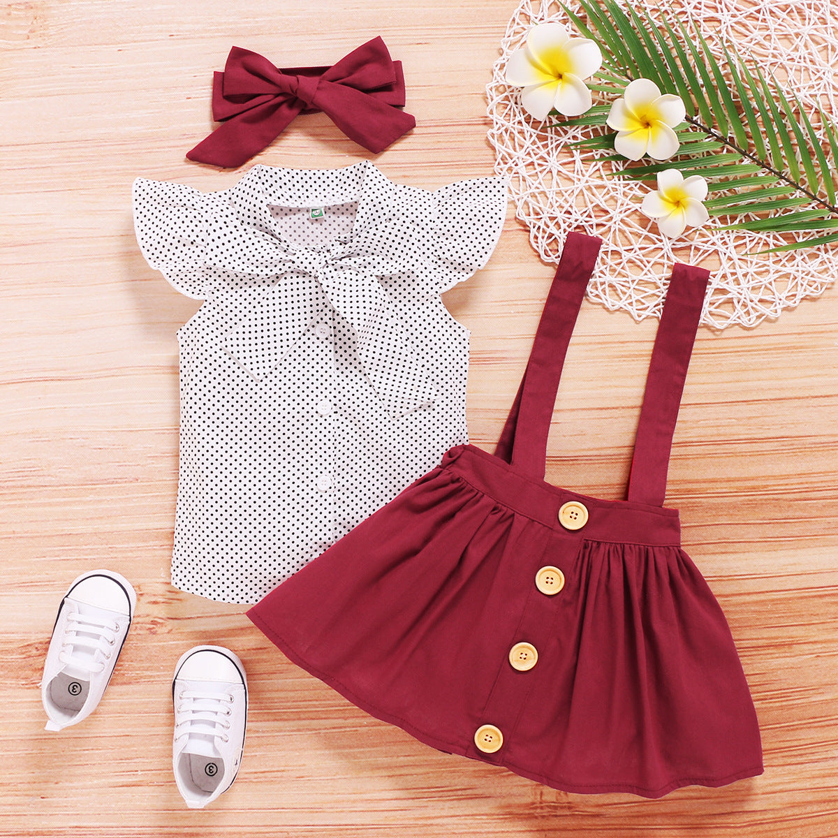 3 Pieces Set Baby Kid Girls Tops Dresses And Bow Headwear