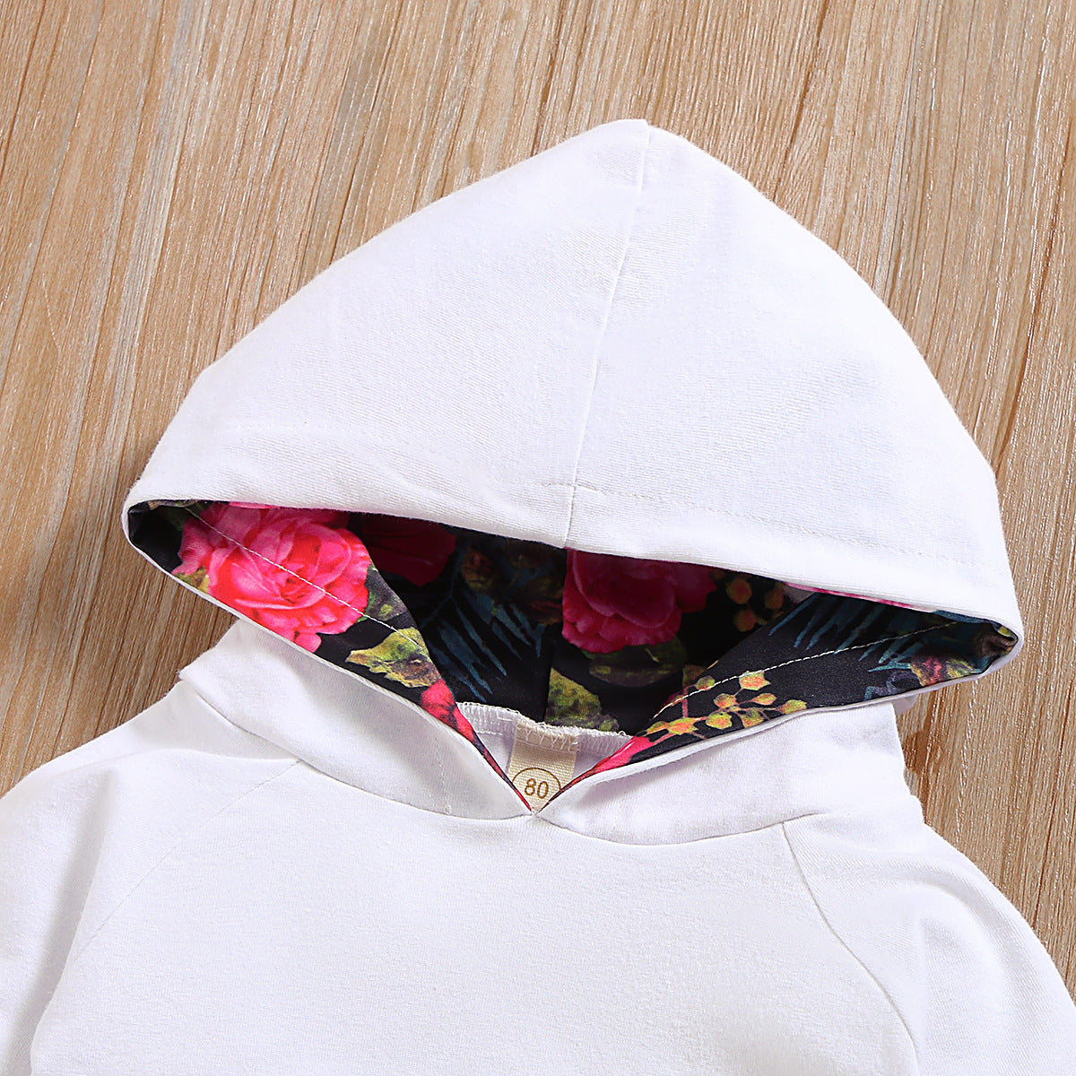 3 Pieces Set Baby Girls Flower Headwear Color-blocking Hoodies Swearshirts And Pants Wholesale 220510218