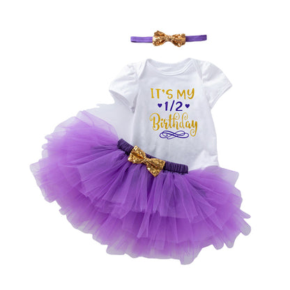 3 Pieces Set Baby Girls Skirts And Bow Headwear