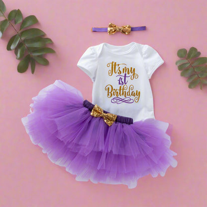 3 Pieces Set Baby Girls Skirts And Bow Headwear