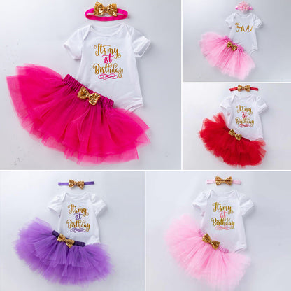 3 Pieces Set Baby Girls Skirts And Bow Headwear