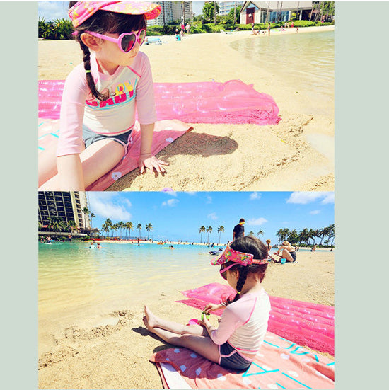 3 Pieces Set Girls Beach Letters Color-blocking Tops Shorts And Headwear Wholesale 22060618