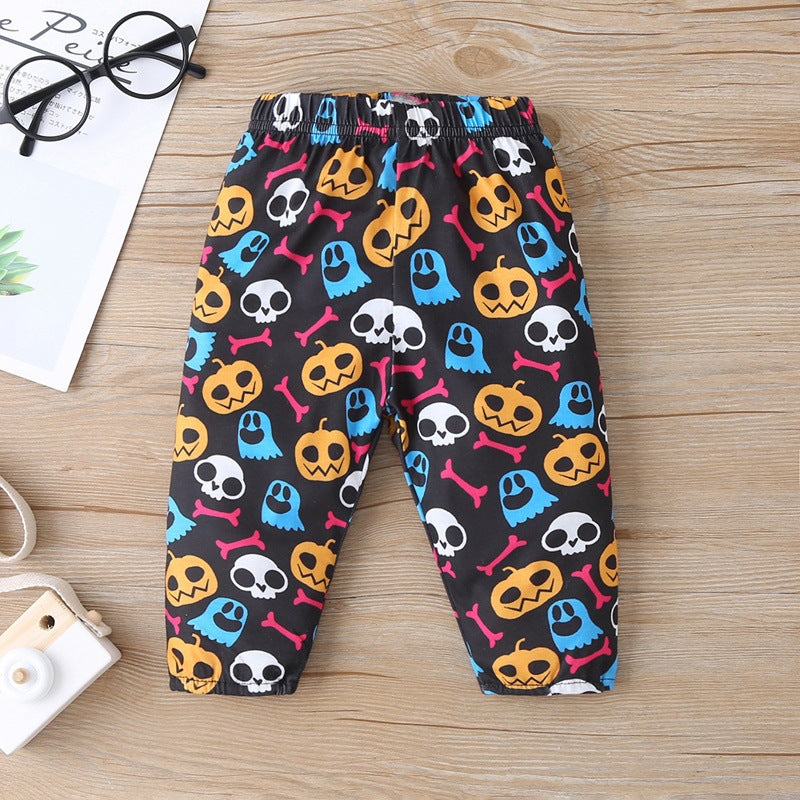 3 Pieces Set Baby Girls Halloween Letters Print Rompers