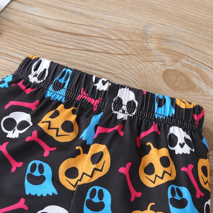 3 Pieces Set Baby Girls Halloween Letters Print Rompers