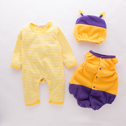 3 Pieces Set Baby Unisex Halloween Striped Cartoon Jumpsuits