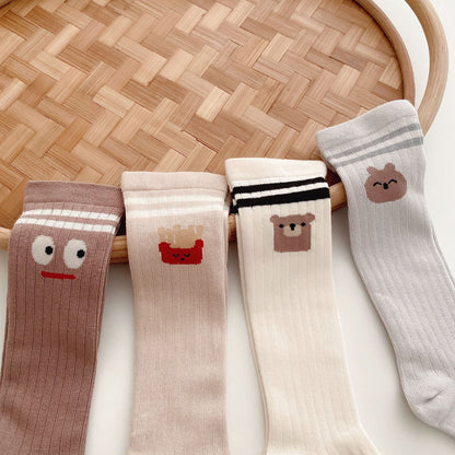 4 Pairs Unisex Striped Cartoon Accessories Socks